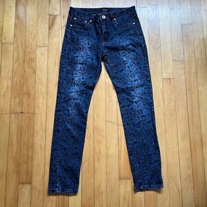 Suko Jeans Women's Size 8 Blue Black Velvet Damask Skinny Jeans Pants